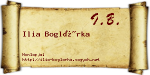 Ilia Boglárka névjegykártya